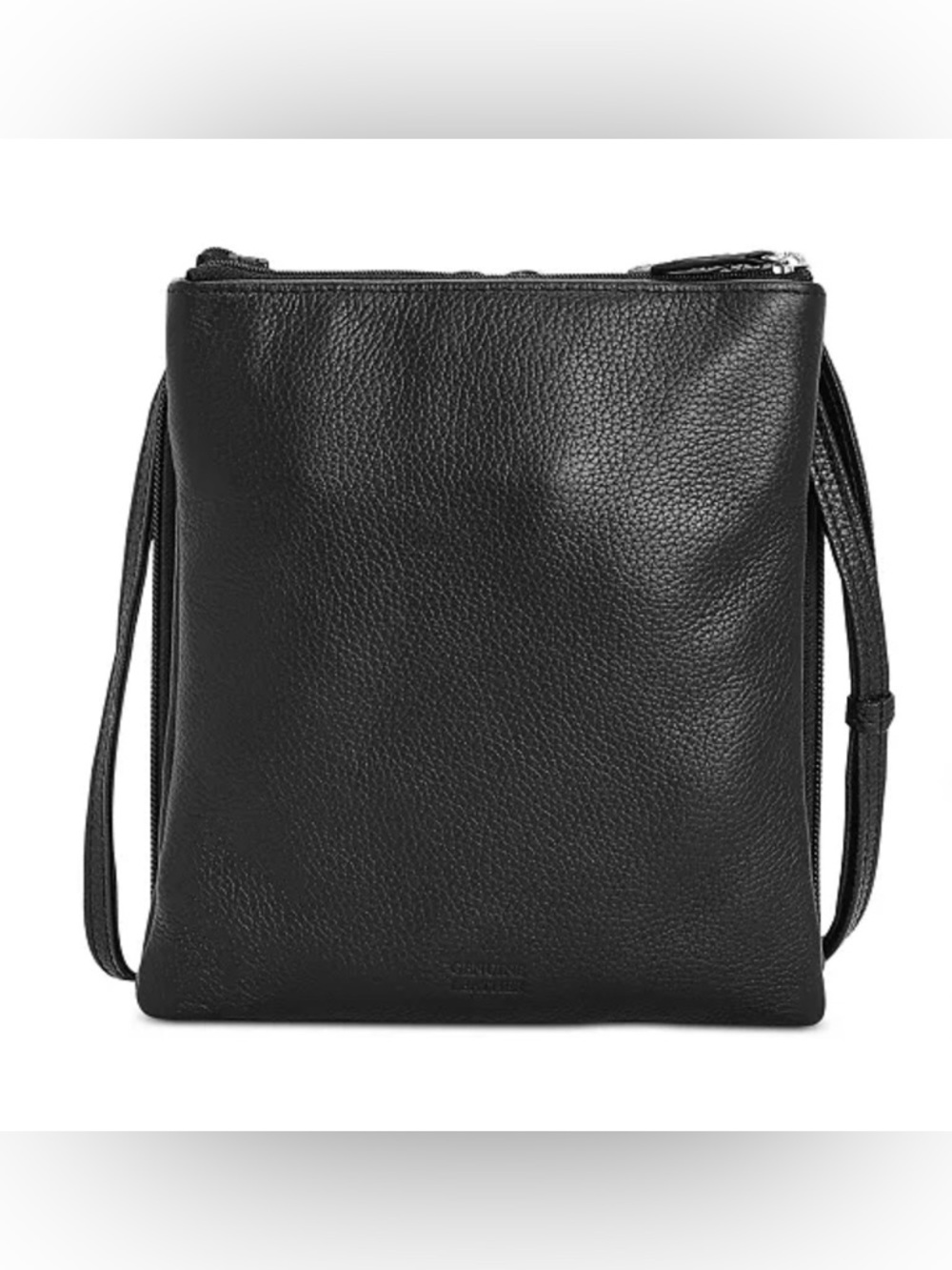 Giani Bernini Triple-Zip Black Leather Dasher Crossbody Bag for Women - Picture 3 of 10